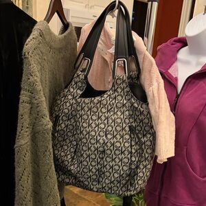 Calvin Klein Black and Beige CK Logo Shoulder Bag